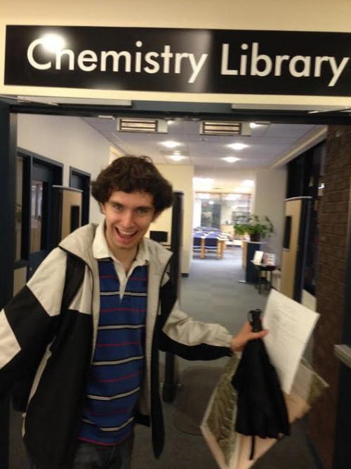 Perhaps the happiest anyone has ever looked upon seeing the Chemistry Library